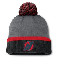 Women's Fanatics  Charcoal New Jersey Devils Cuffed Knit Hat with Pom