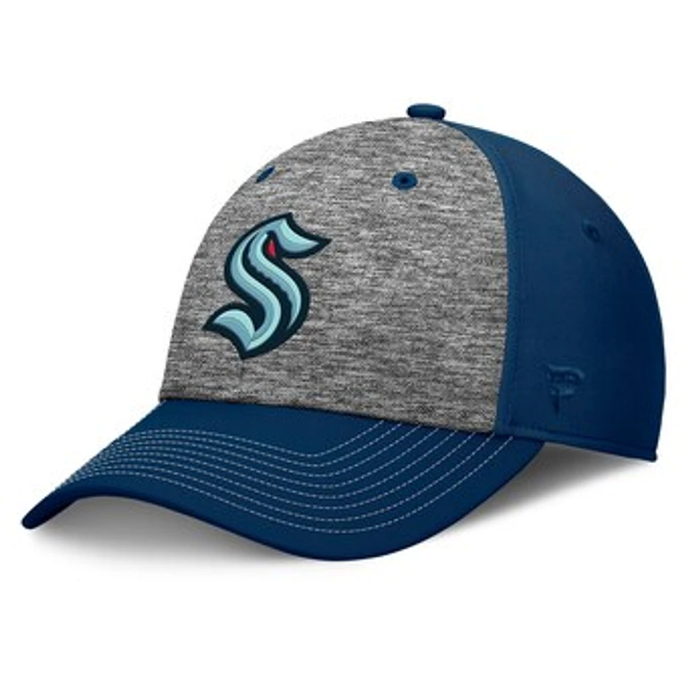 Men's Fanatics Gray/Deep Sea Blue Seattle Kraken Fundamental Top Shelf 2-Tone Flex Hat