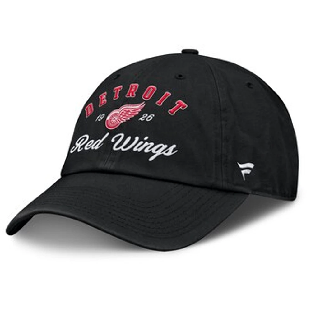 Women's Fanatics Black Detroit Red Wings Fundamental Dasher Arch Adjustable Hat