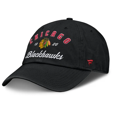 Women's Fanatics Black Chicago Blackhawks Fundamental Dasher Arch Adjustable Hat