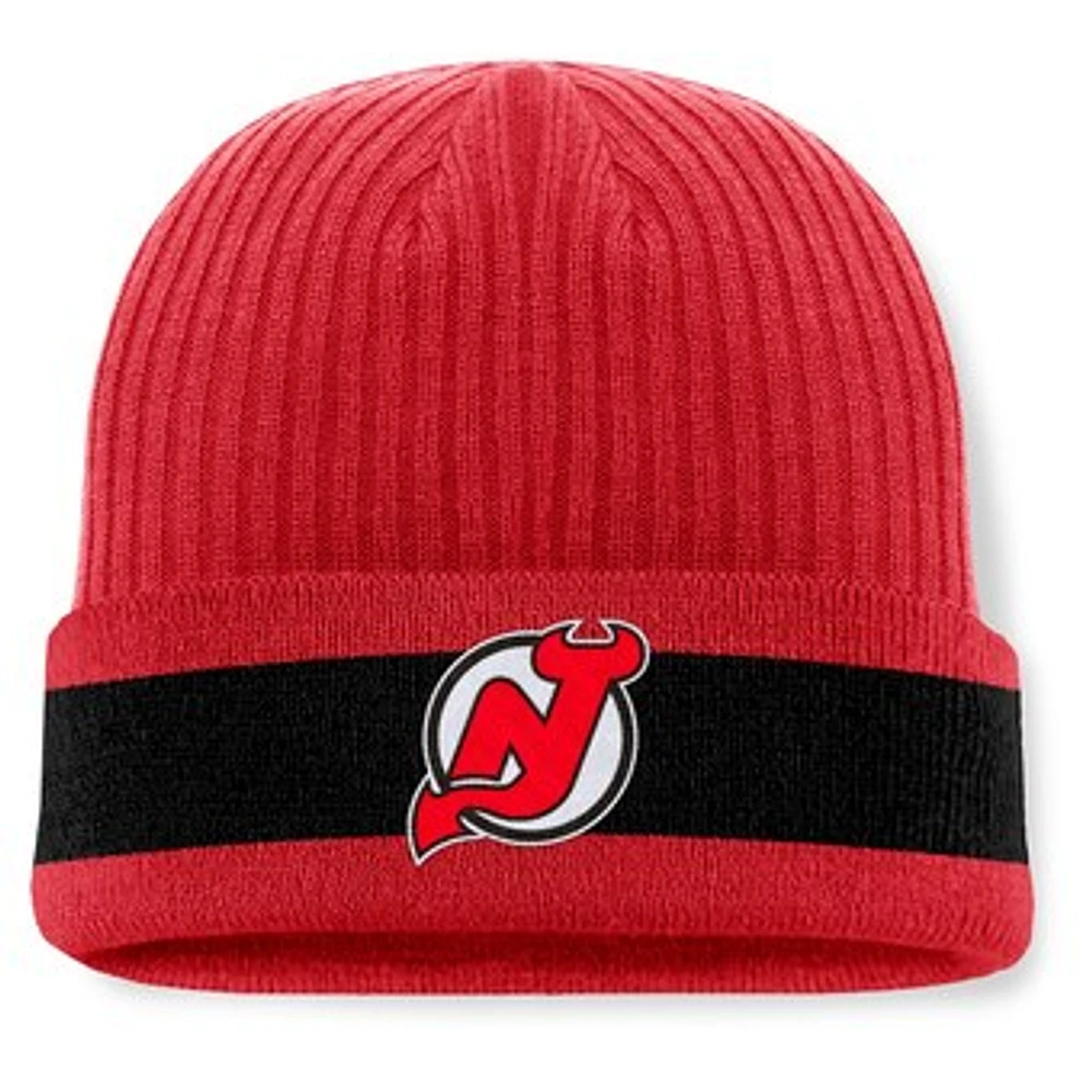 Men's Fanatics Red New Jersey Devils Blueliner Cuffed Knit Hat