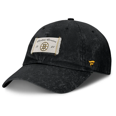 Women's Fanatics Black Boston Bruins Heritage Away Game Adjustable Hat