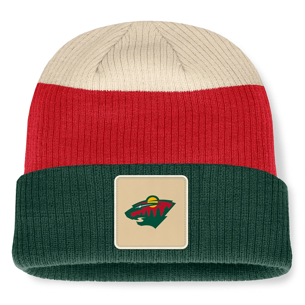 Men's Fanatics  Green Minnesota Wild Retro Colorblock Cuffed Knit Hat