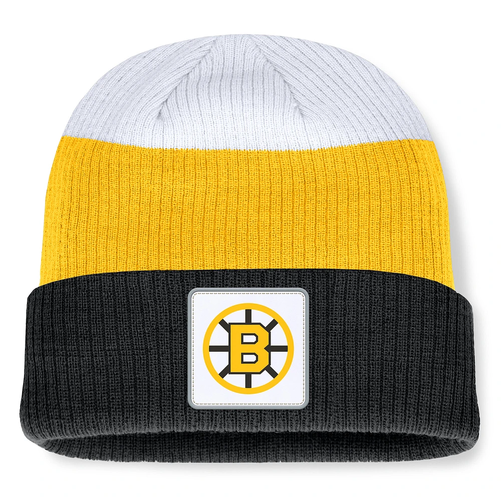 Men's Fanatics  Black Boston Bruins Retro Colorblock Cuffed Knit Hat