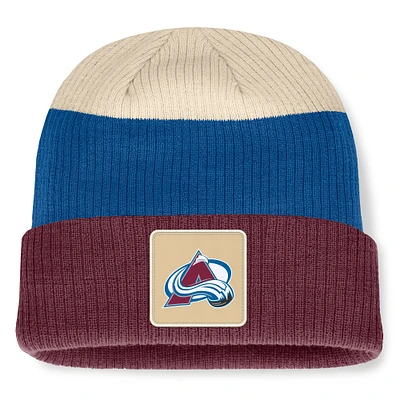 Men's Fanatics  Burgundy Colorado Avalanche Retro Colorblock Cuffed Knit Hat