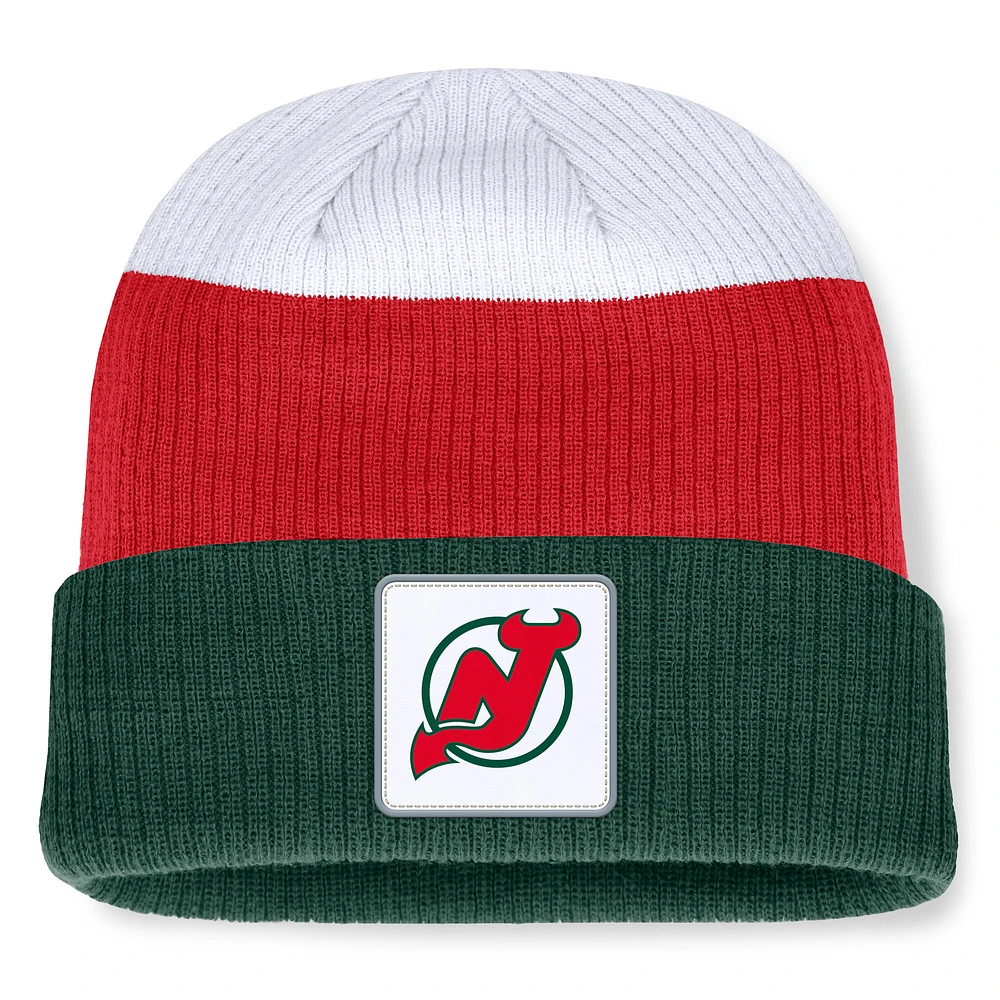 Men's Fanatics  Green New Jersey Devils Retro Colorblock Cuffed Knit Hat