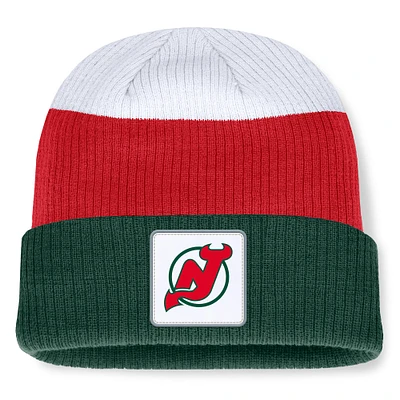 Men's Fanatics  Green New Jersey Devils Retro Colorblock Cuffed Knit Hat