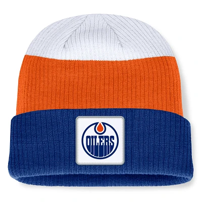 Men's Fanatics  Blue Edmonton Oilers Retro Colorblock Cuffed Knit Hat