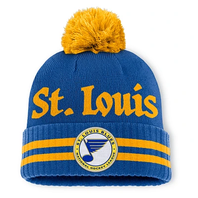 Men's Fanatics  Blue St. Louis Blues Heritage Blind Side Cuffed Knit Hat with Pom