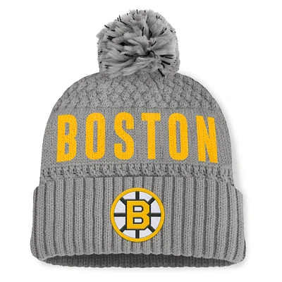 Women's Fanatics  Gray Boston Bruins Heritage Tilly Cuffed Knit Hat with Pom