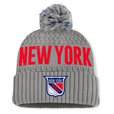 Women's Fanatics  Gray New York Rangers Heritage Tilly Cuffed Knit Hat with Pom