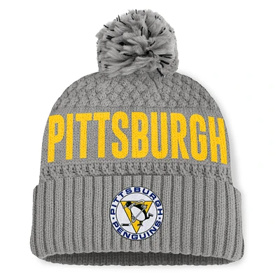 Women's Fanatics  Gray Pittsburgh Penguins Heritage Tilly Cuffed Knit Hat with Pom