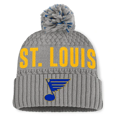 Women's Fanatics  Gray St. Louis Blues Heritage Tilly Cuffed Knit Hat with Pom