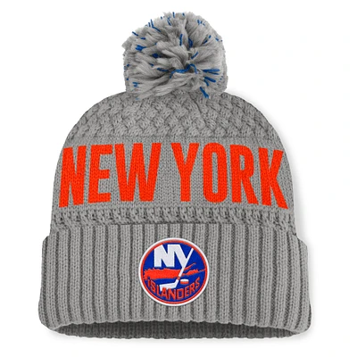 Women's Fanatics  Gray New York Islanders Heritage Tilly Cuffed Knit Hat with Pom