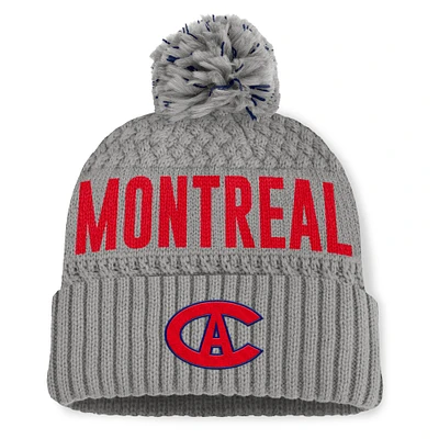 Women's Fanatics  Gray Montreal Canadiens Heritage Tilly Cuffed Knit Hat with Pom