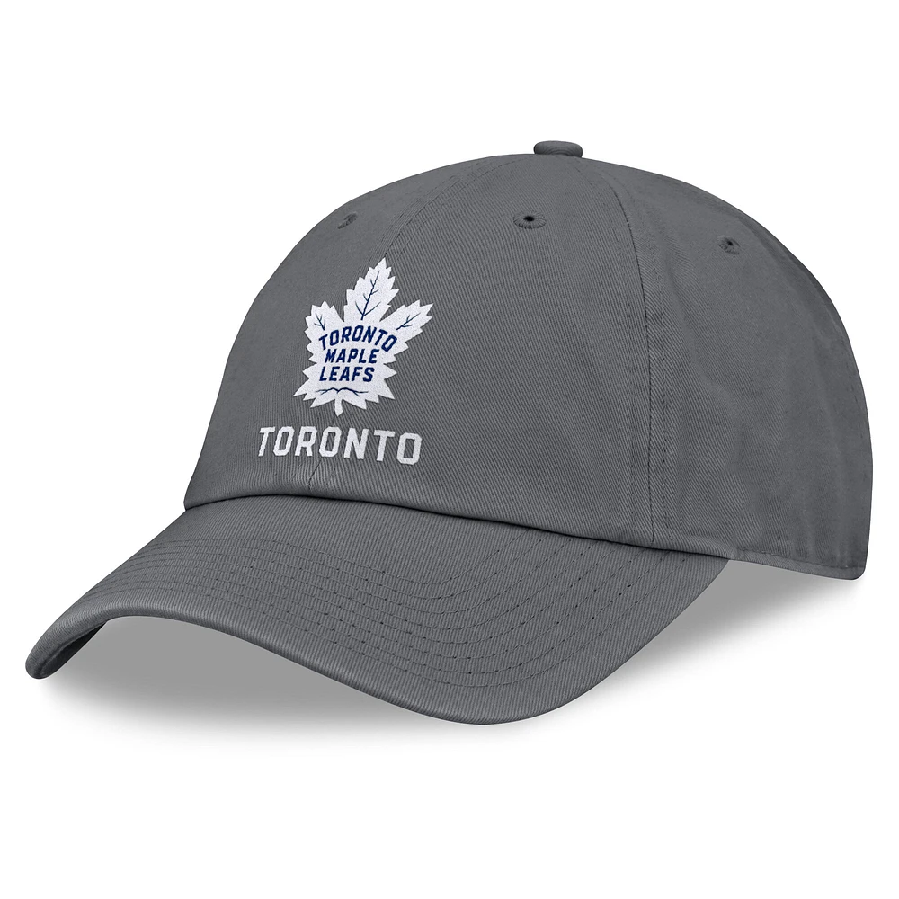 Men's Fanatics Charcoal Toronto Maple Leafs Washed Adjustable Hat