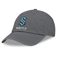 Men's Fanatics Charcoal Seattle Kraken Washed Adjustable Hat