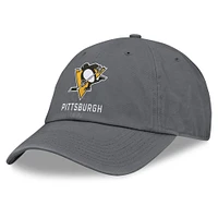 Men's Fanatics Charcoal Pittsburgh Penguins Washed Adjustable Hat