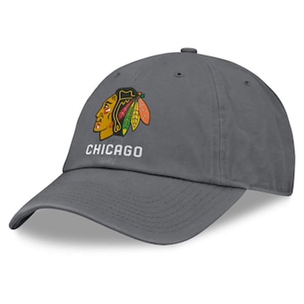 Men's Fanatics Charcoal Chicago Blackhawks Washed Adjustable Hat