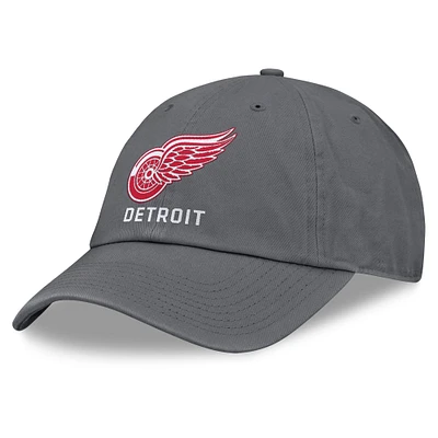 Men's Fanatics Charcoal Detroit Red Wings Washed Adjustable Hat