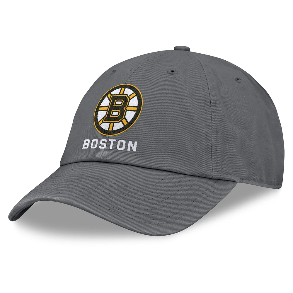 Men's Fanatics Charcoal Boston Bruins Washed Adjustable Hat