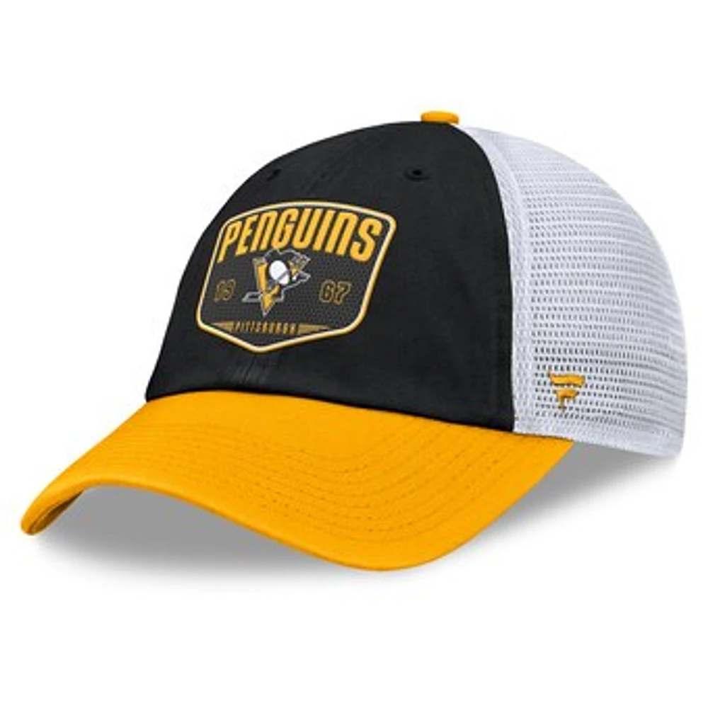 Men's Fanatics Black Pittsburgh Penguins Fundamental One-Time Trucker Adjustable Hat