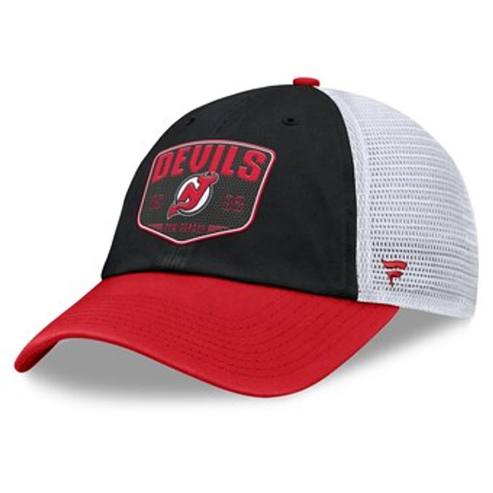 Men's Fanatics Black New Jersey Devils Fundamental One-Time Trucker Adjustable Hat