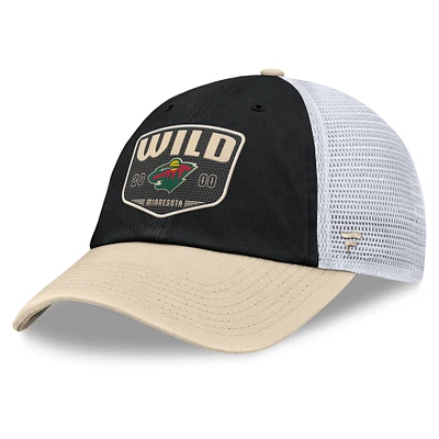 Men's Fanatics Black Minnesota Wild Fundamental One-Time Trucker Adjustable Hat