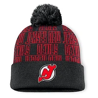 Men's Fanatics Black New Jersey Devils Fundamental Empty Net Cuffed Knit Hat with Pom