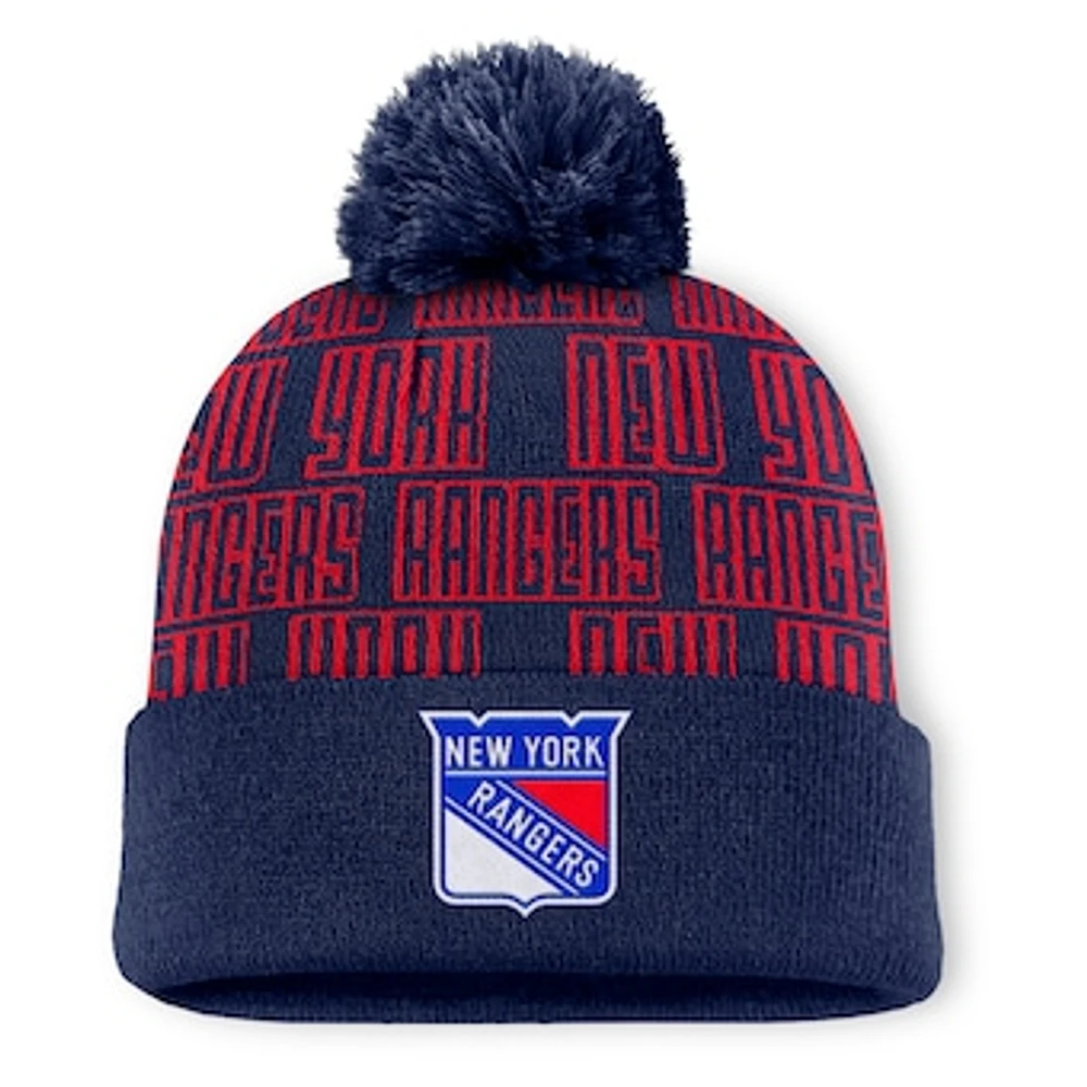 Men's Fanatics Blue New York Rangers Fundamental Empty Net Cuffed Knit Hat with Pom