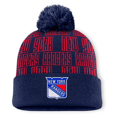 Men's Fanatics Blue New York Rangers Fundamental Empty Net Cuffed Knit Hat with Pom