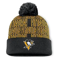 Men's Fanatics Black Pittsburgh Penguins Fundamental Empty Net Cuffed Knit Hat with Pom