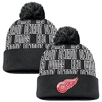 Men's Fanatics Black Detroit Red Wings Fundamental Empty Net Cuffed Knit Hat with Pom