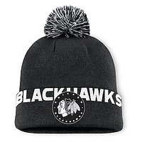 Men's Fanatics  Black Chicago Blackhawks Fundamental High Stick Cuffed Knit Hat with Pom