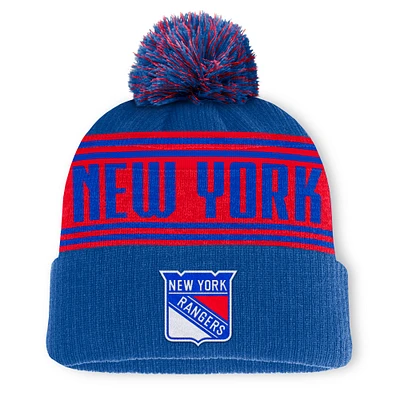 Men's Fanatics  Navy New York Rangers Fundamental Enforcer Cuffed Knit Hat with Pom