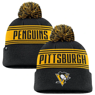 Men's Fanatics  Black Pittsburgh Penguins Fundamental Cuffed Knit Hat with Pom