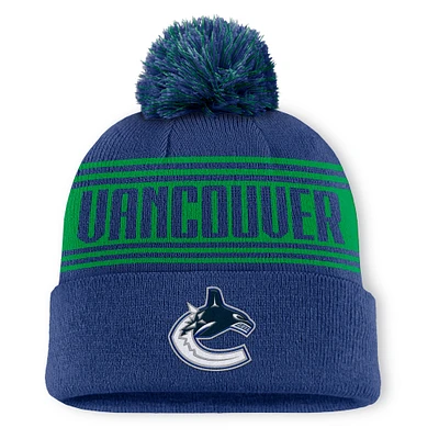 Men's Fanatics  Blue Vancouver Canucks Fundamental Cuffed Knit Hat with Pom