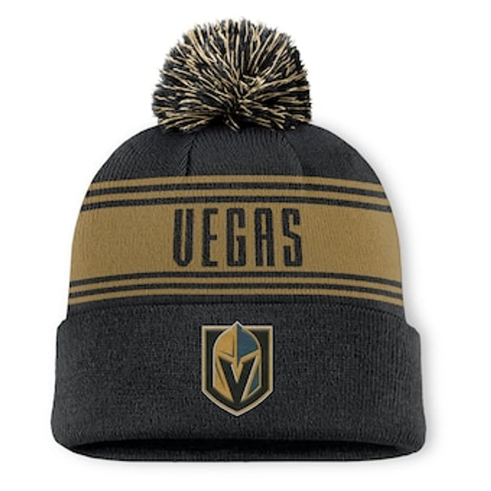 Men's Fanatics  Black Vegas Golden Knights Fundamental Cuffed Knit Hat with Pom