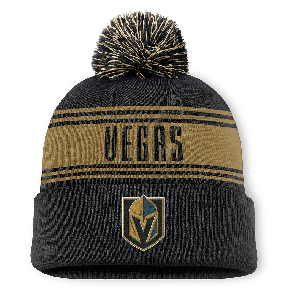 Men's Fanatics  Black Vegas Golden Knights Fundamental Cuffed Knit Hat with Pom