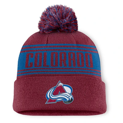 Men's Fanatics  Burgundy Colorado Avalanche Fundamental Cuffed Knit Hat with Pom