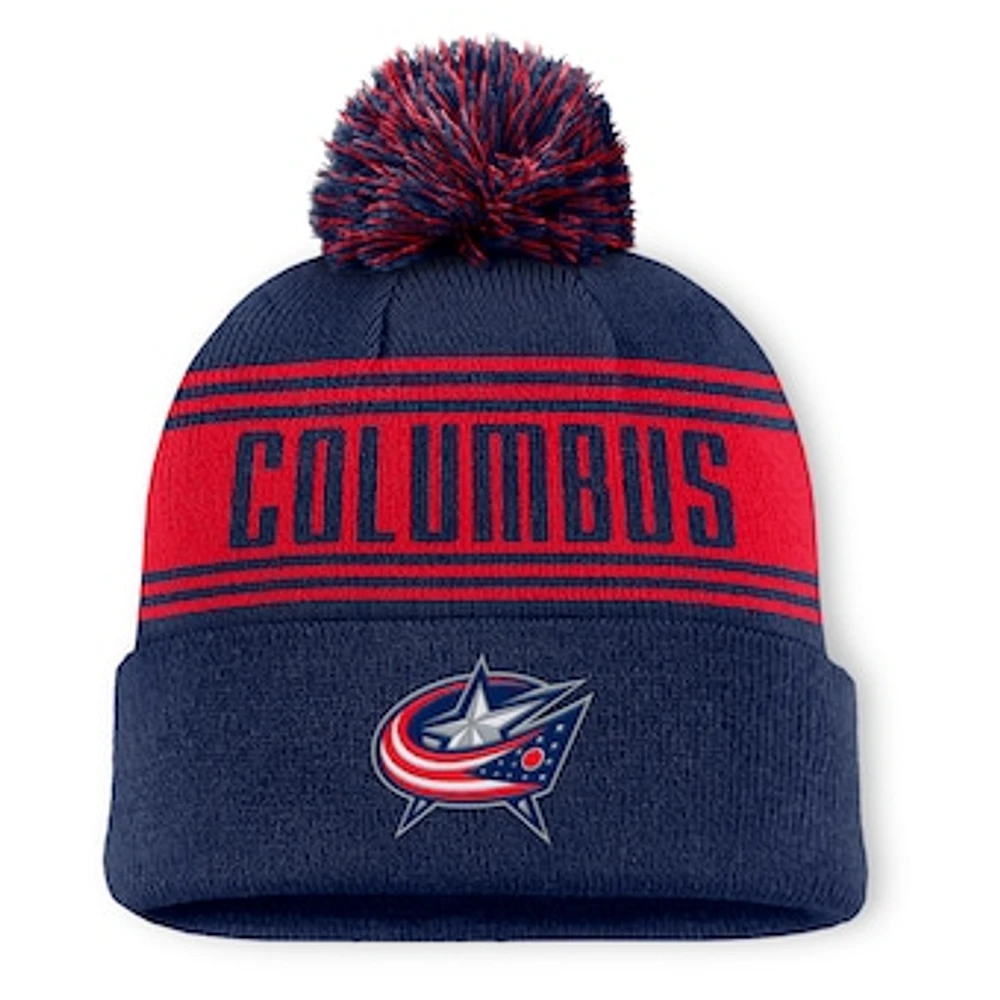 Men's Fanatics  Navy Columbus Blue Jackets Fundamental Cuffed Knit Hat with Pom