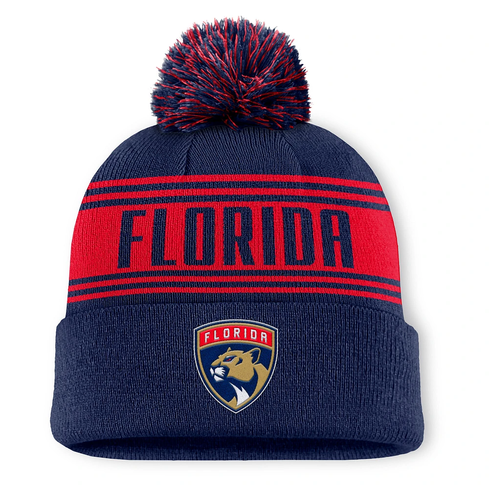 Men's Fanatics  Navy Florida Panthers Fundamental Cuffed Knit Hat with Pom