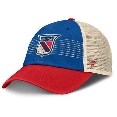 Men's Fanatics Blue/Red New York Rangers Heritage Breakaway Trucker Adjustable Hat