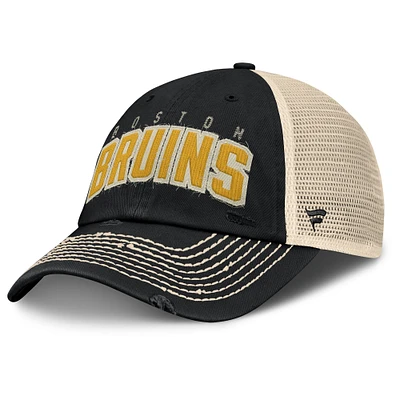 Men's Fanatics  Black/Cream Boston Bruins Heritage Veteran Trucker Adjustable Hat