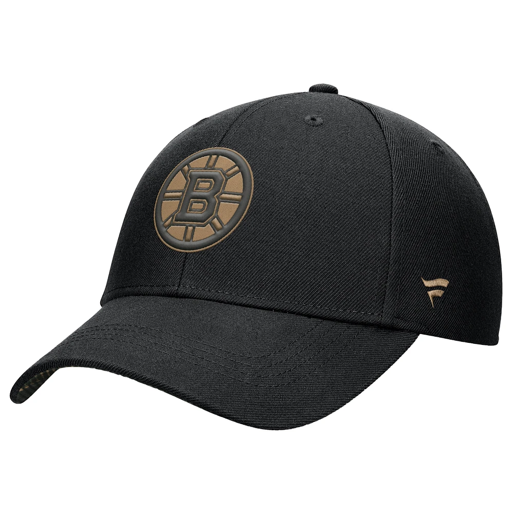 Men's Fanatics Black Boston Bruins Authentic Pro Military Appreciation Adjustable Hat