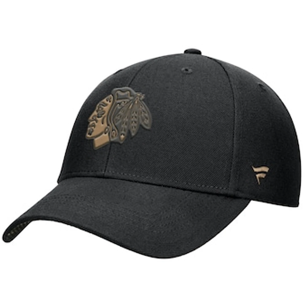 Men's Fanatics Black Chicago Blackhawks Authentic Pro Military Appreciation Adjustable Hat