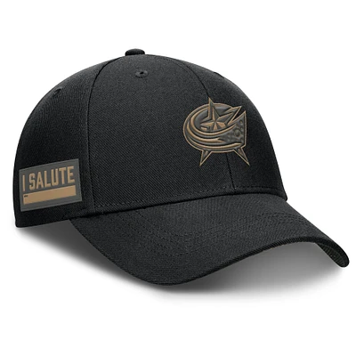 Men's Fanatics Black Columbus Blue Jackets Authentic Pro Military Appreciation Adjustable Hat