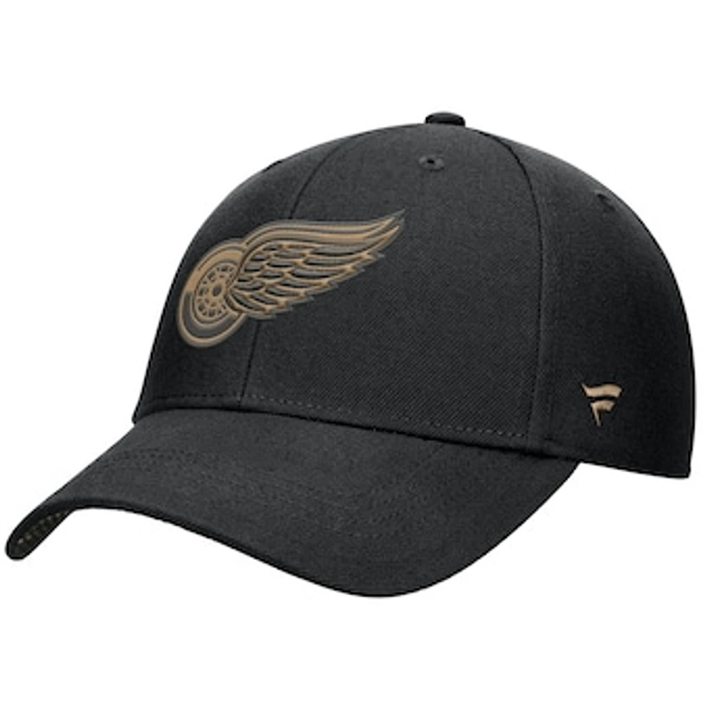 Men's Fanatics Black Detroit Red Wings Authentic Pro Military Appreciation Adjustable Hat