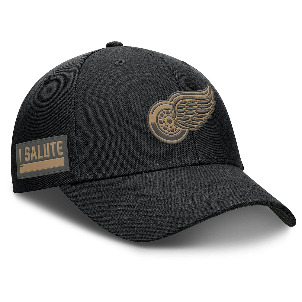 Men's Fanatics Black Detroit Red Wings Authentic Pro Military Appreciation Adjustable Hat