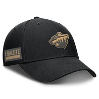 Men's Fanatics Black Minnesota Wild Authentic Pro Military Appreciation Adjustable Hat